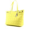 Dior Panarea shopping bag in yellow Lime canvas cannage and yellow Lime leather - 00pp thumbnail