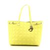 Dior Panarea shopping bag in yellow Lime canvas cannage and yellow Lime leather - 360 thumbnail