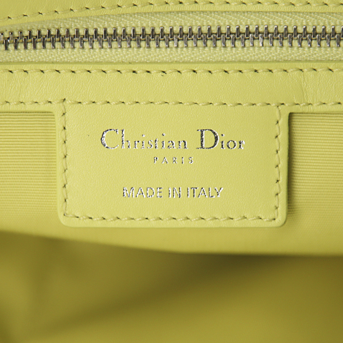 Sac cabas Dior Panarea en toile cannage jaune Lime et cuir jaune Lime - Detail D3