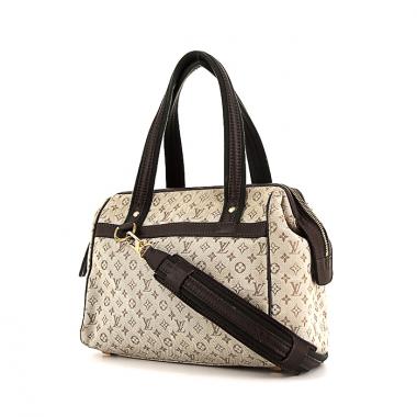 Sac à main Louis Vuitton en toile monogram gris-vert et cuir marron-foncé
