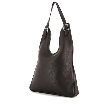 Bolso para llevar al hombro Hermes Massai en cuero togo color ébano