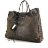 Shopping bag Balenciaga Papier A4 in pelle iridescente nera e marrone - 00pp thumbnail