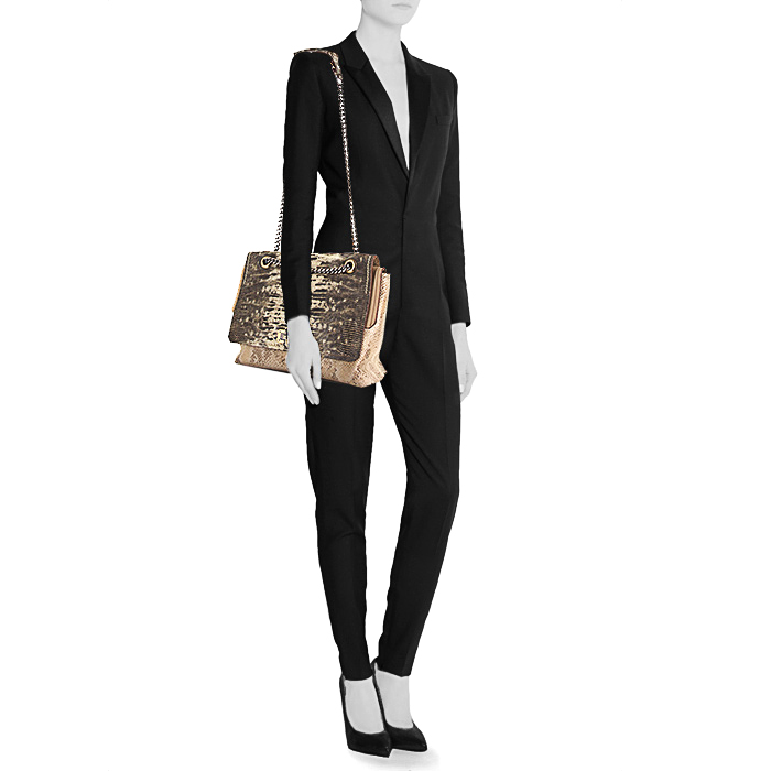 Lanvin Happy bag worn on the shoulder or carried in the hand in beige and grey leather - Detail D2