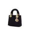 Bolso de mano Dior Lady Dior en satén negro y piedras de fantasía - 00pp thumbnail
