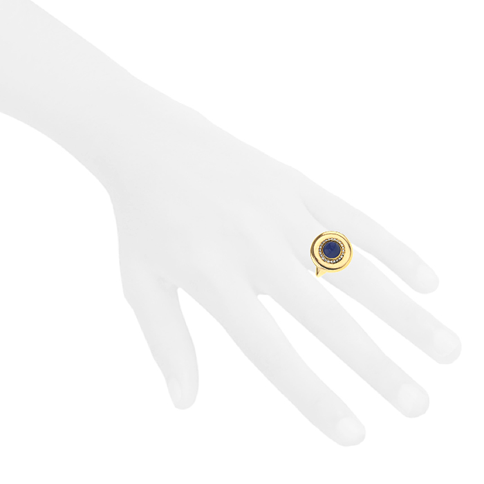 Bague époque années 80 ouvrante Tabbah en or jaune, diamants, grenat et 5 cabochons interchangeables - Detail D1