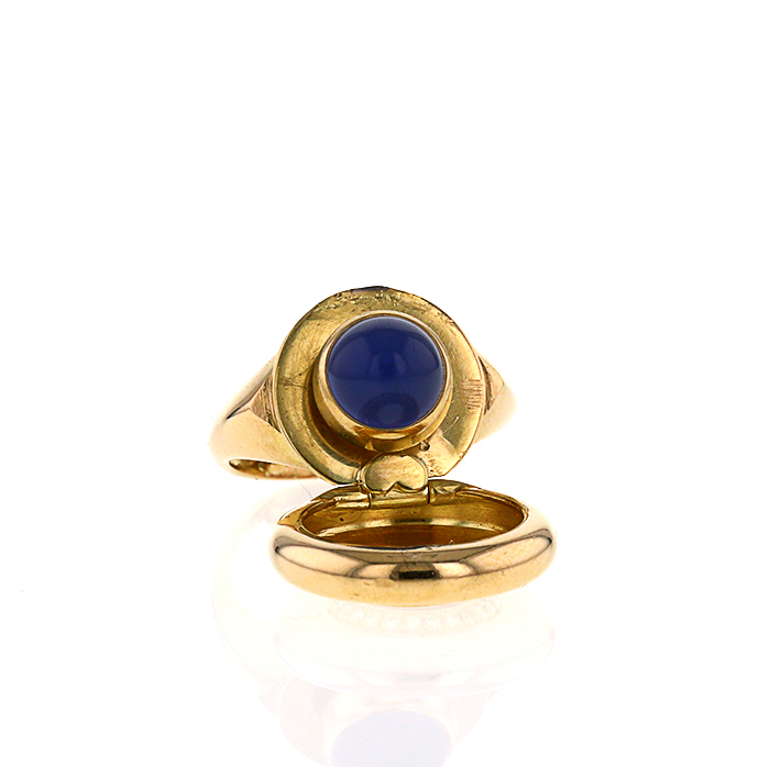 Bague époque années 80 ouvrante Tabbah en or jaune, diamants, grenat et 5 cabochons interchangeables - Detail D2