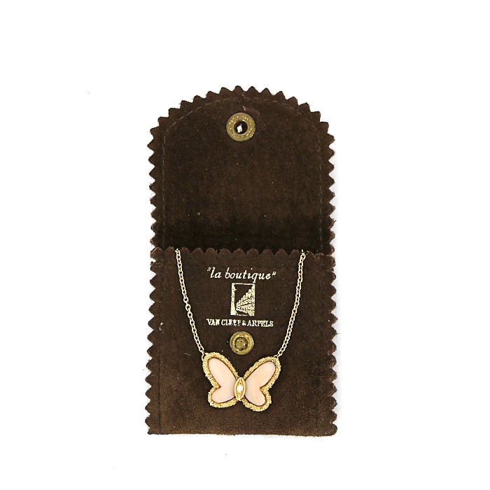 Van Cleef & Arpels Alhambra Vintage 1970's necklace in yellow gold,  coral and diamond - Detail D2