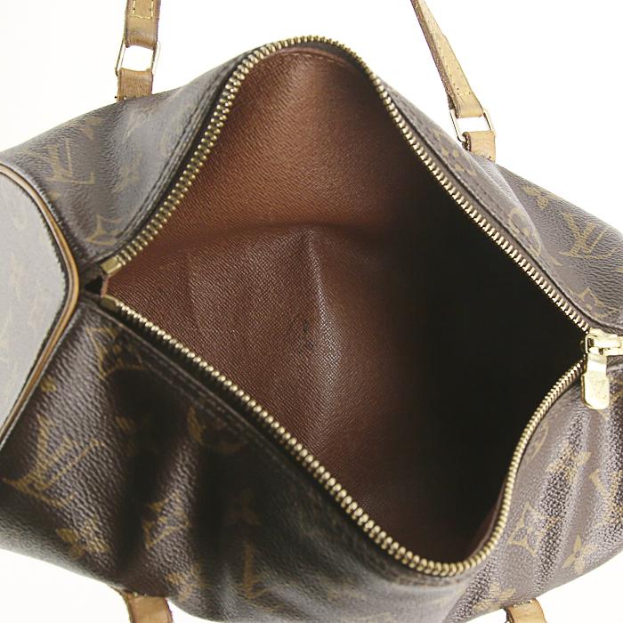 Sac à main Louis Vuitton Papillon en toile monogram marron et cuir naturel - Detail D2