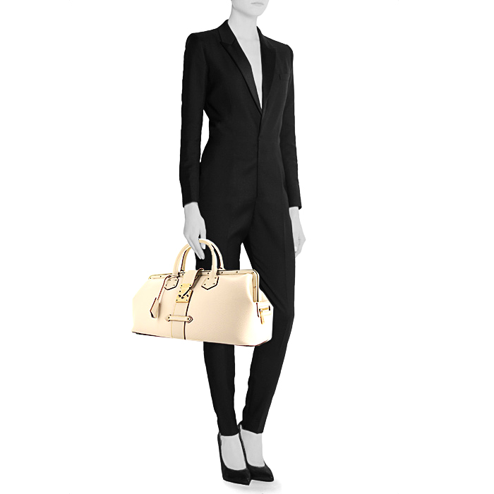 Sac à main Louis Vuitton L'Ingénieux grand modèle en cuir suhali blanc-cassé - Detail D1
