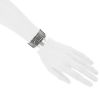 Rigid Hermès Eclipse cuff bracelet in silver - Detail D1 thumbnail