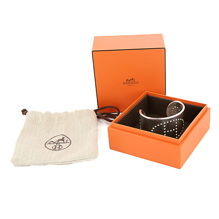Bracelet manchette rigide Hermès Eclipse en argent