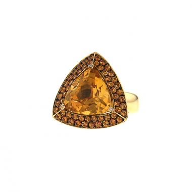 Mauboussin Peace Color large model ring in yellow gold,  sapphire and sapphires and in citrine