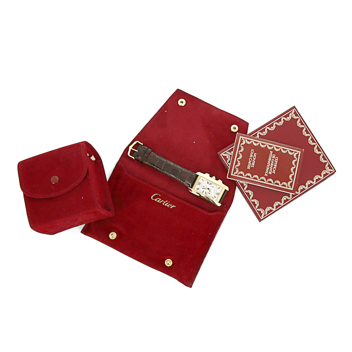 Montre Cartier Tank Américaine en or jaune Ref :  1730 Vers  1997 - Detail D2