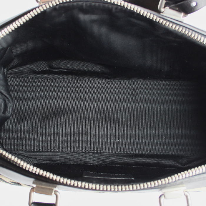 Borsa in tela con stampa e pelle nera - Detail D2