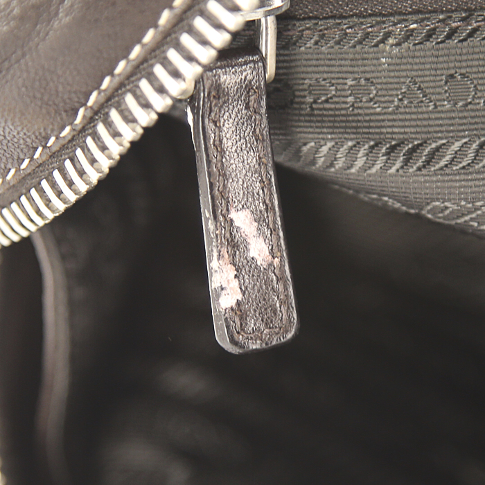 Prada handbag in brown canvas and leather - Detail D4