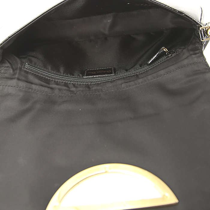 Bolso de mano Dior Malice modelo pequeño en charol Monogram negro - Detail D2