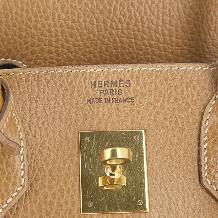 Sac à main Hermès Haut à Courroies en cuir Fjord gold - Detail D3