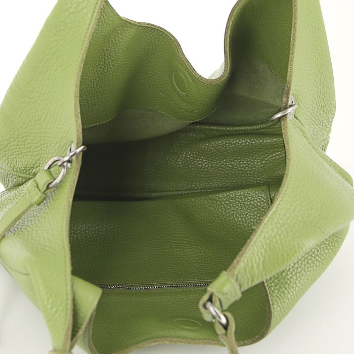 Bolso de mano Bottega Veneta modelo pequeño en cuero granulado verde - Detail D2