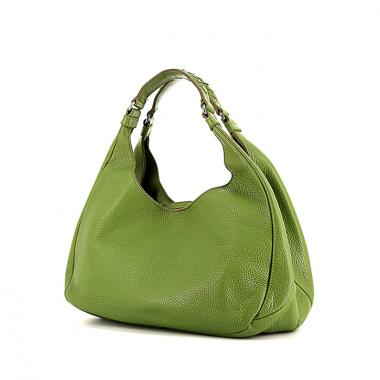 Bottega Veneta small model handbag in green grained leather
