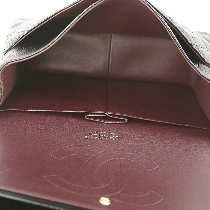 Borsa Chanel Timeless jumbo in pelle martellata e trapuntata nera - Detail D3