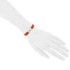 Bracciale Hermes Clic Clac modello piccolo in palladio e smalto arancione - Detail D1 thumbnail