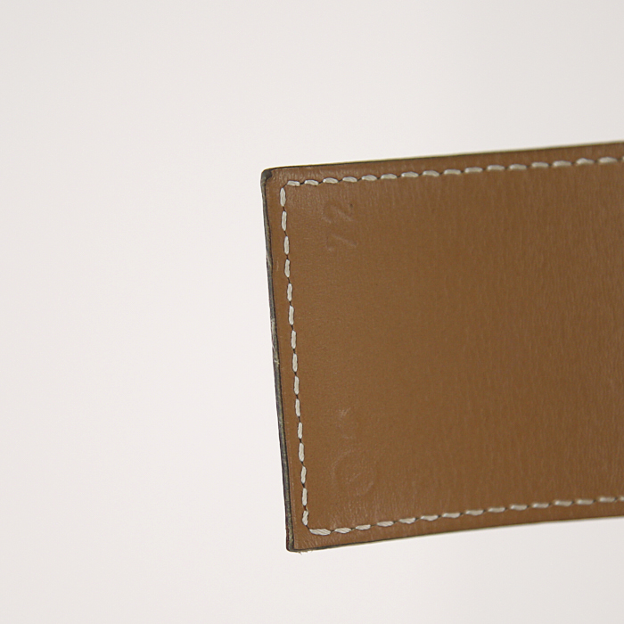 Cinturón Hermès Médor en cuero swift naranja y cuero box color oro - Detail D2