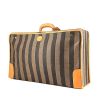 Fendi soft suitcase in black and grey monogram canvas and natural leather - 00pp thumbnail