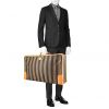 Fendi soft suitcase in black and grey monogram canvas and natural leather - Detail D1 thumbnail