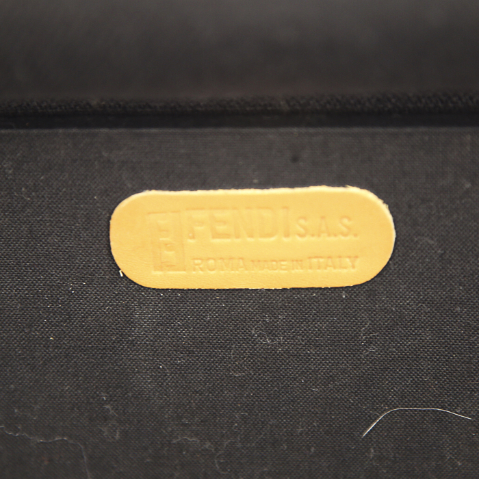 Valigia flessibile Fendi in tela monogram nera e grigia a motivi verticali e pelle naturale - Detail D3