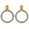 Fred Force 10 hoop earrings in yellow gold and stainless steel - 00pp thumbnail
