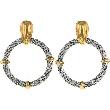Fred Force 10 hoop earrings in yellow gold and stainless steel