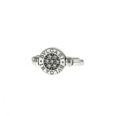 Anello girevole Bulgari Bulgari Bulgari in oro bianco,  diamanti e lapislazzuli Anello girevole Bulgari Bulgari Bulgari in oro bianco,  diamanti e lapislazzuli
