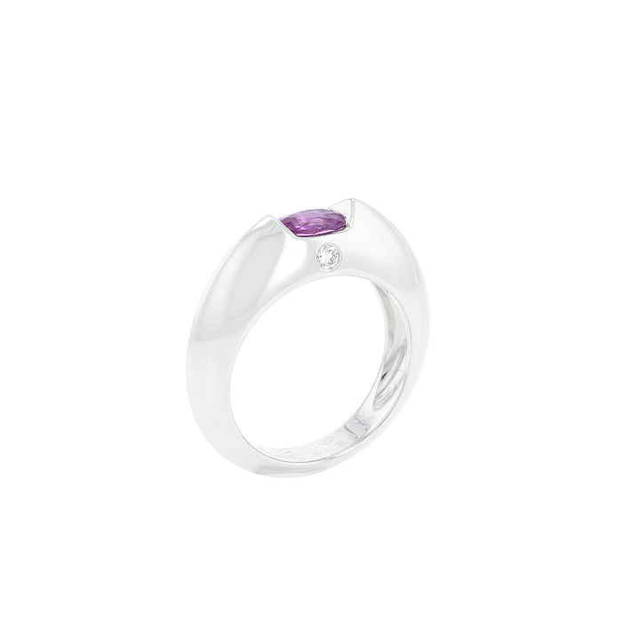 Anello asimmetrico Piaget in oro bianco e zaffiro rosa - Detail D1