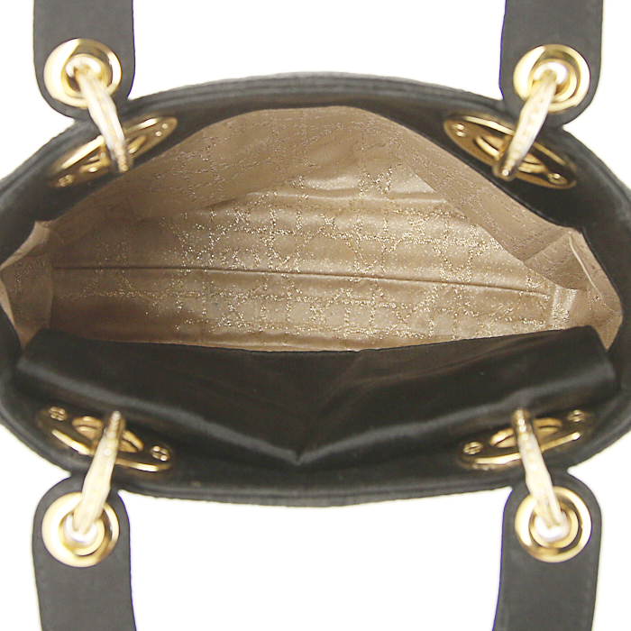 Dior Mini Lady Dior handbag in black canvas cannage and strass - Detail D2