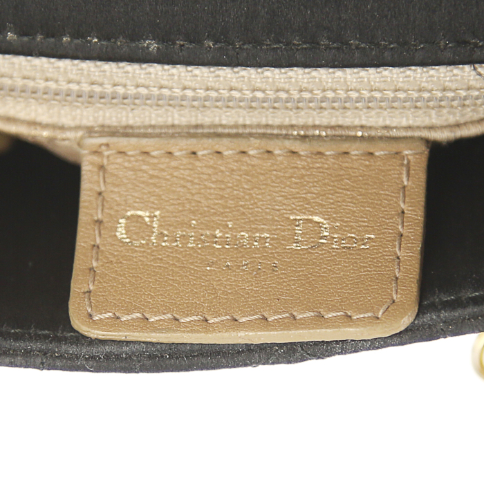 Dior Mini Lady Dior handbag in black canvas cannage and strass - Detail D3