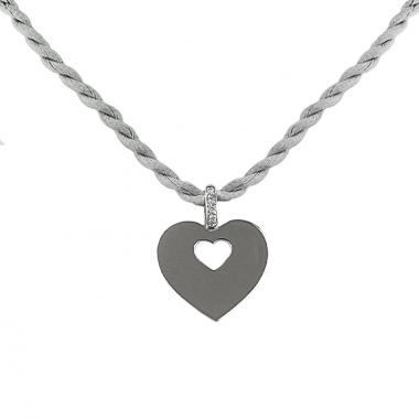 Collar Poiray Coeur Secret en oro blanco y diamantes