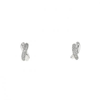 Paire de boucles d'oreilles Poiray Tresse en or blanc et diamants