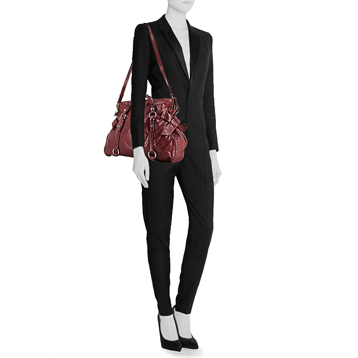 Borsa a tracolla Miu Miu Vitello Lux in pelle bordeaux - Detail D1