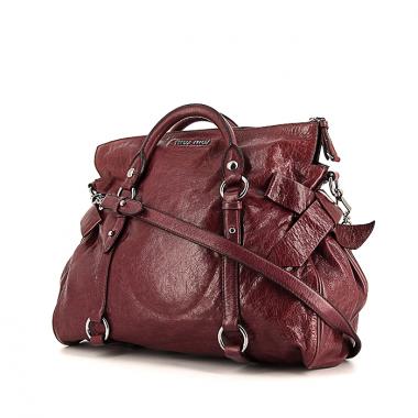 Bolso bandolera Miu Miu Vitello Lux en cuero color burdeos