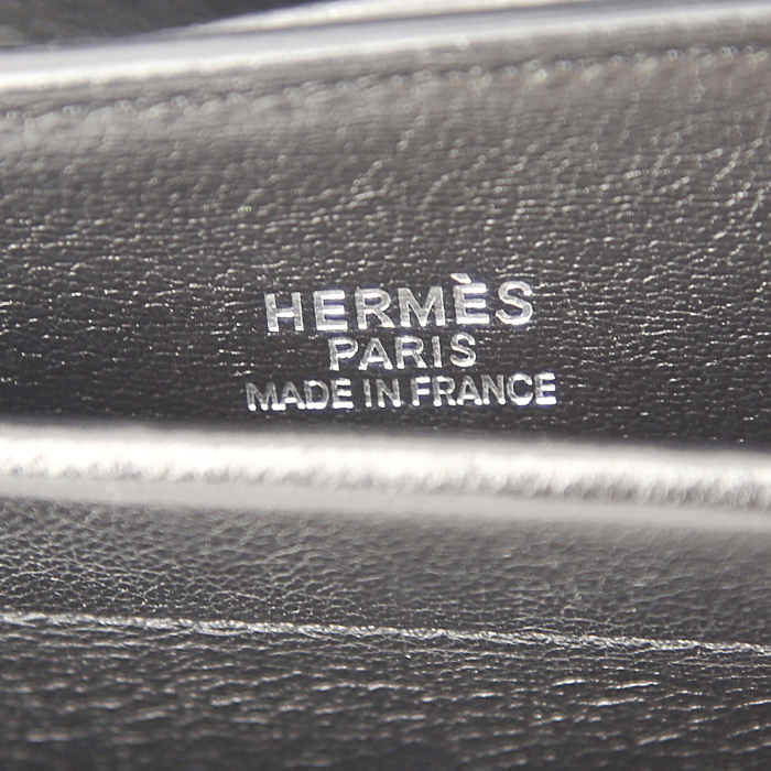 Hermès shopping bag in black leather clémence - Detail D3