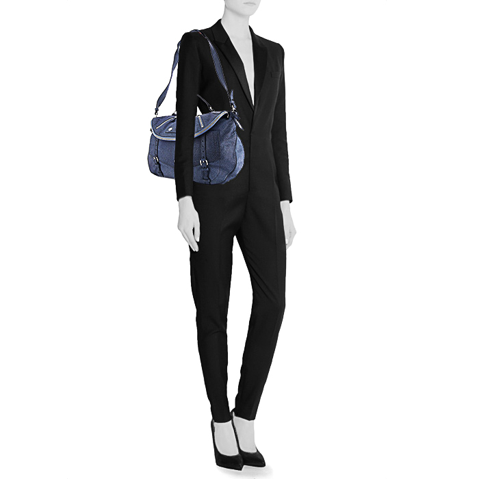 Bolso bandolera Alexander McQueen Faithful en cuero granulado azul - Detail D1