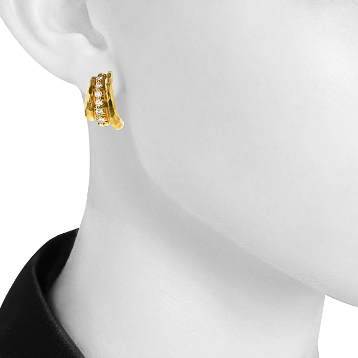 Henry Dunay Facet earrings in yellow gold and diamonds