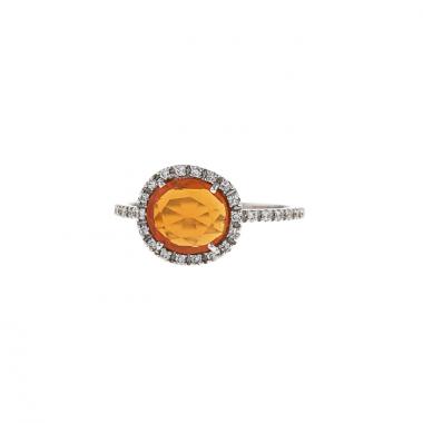 Sortija Pomellato Colpo Di Fulmine en oro blanco,  ópalo naranja y diamantes