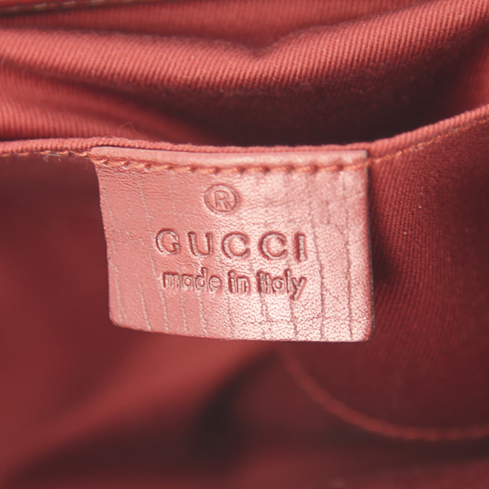 Gucci Bamboo small model handbag in red monogram canvas and red leather - Detail D3