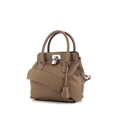 Bolso de mano Hermes Tool Box en cuero swift marrón etoupe