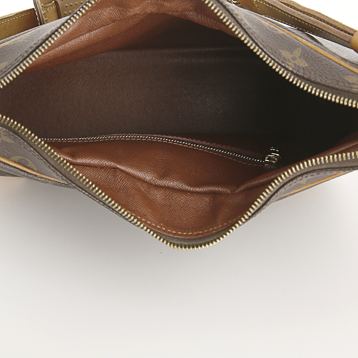 Borsa Louis Vuitton Boulogne in tela monogram cerata marrone e pelle naturale - Detail D2