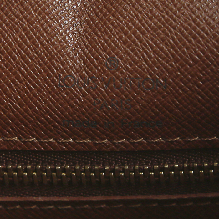 Borsa Louis Vuitton Boulogne in tela monogram cerata marrone e pelle naturale - Detail D3