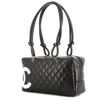 Sac à main Chanel Cambon en cuir matelassé noir et blanc