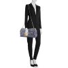 Prada Tela Tweed shoulder bag in blue and white bicolor tweed and natural leather - Detail D2 thumbnail