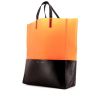 Celine shopping bag in black leather and orange rubber - 00pp thumbnail